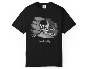 Gothic Skull & Crossbones T-Shirt, Dark Horror Tee, Unisex Goth Apparel
