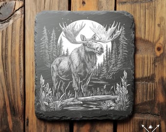 Grabado de alce Lightburn / Descarga digital para grabado láser / Naturaleza / Camping