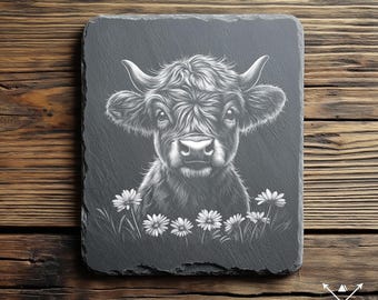 Ternero de las Highlands: archivo PNG para grabado, láser, quemadura por luz, PNG, grabar, vaca, cría de vaca de las Highlands