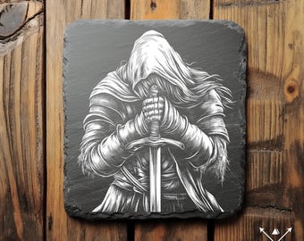 Archivo PNG de guerrero con espada para grabado en pizarra / Lightburn, diseño de grabado / descarga digital para grabado láser