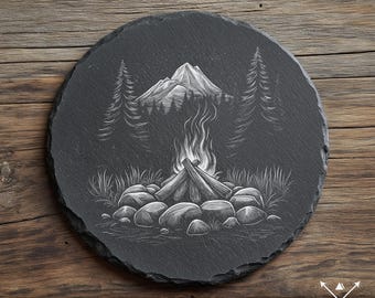 Fuego de campamento - Quemadura de luz, diseño de grabado, descarga digital para grabado láser