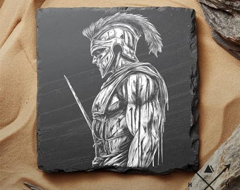 Archivo PNG de guerrero espartano para grabado: Lightburn, diseño de grabado, descarga digital para grabado láser