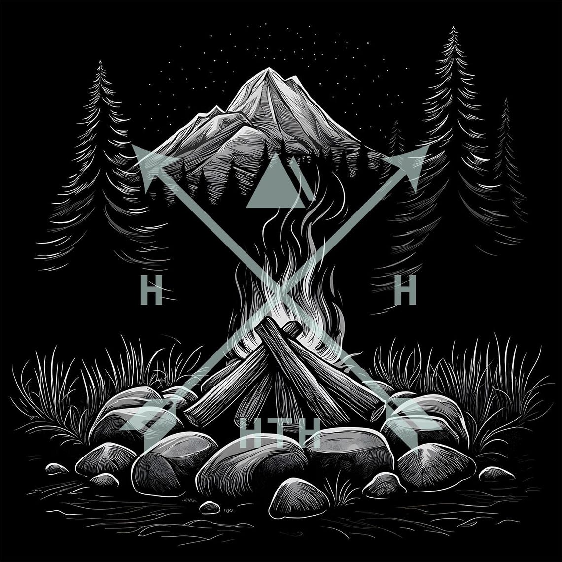 Camp Fire - Lightburn, Engraving Design, Digital Download for Laser ...