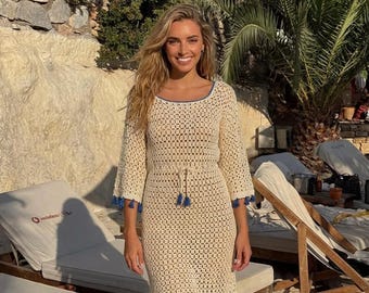 Crochet Dress Pattern PDF, Tassel Beach Cover Up, Handmade Summer Tunic, Easy Crochet Tutorial