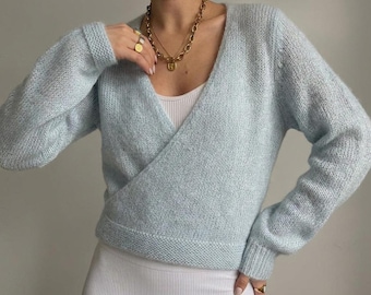 Knitting Wrap Cardigan Pattern PDF, Easy Wrap Sweater Knitting Pattern, Top Down Cardigan, Ballet Wrap Knit, Cozy Women's Cardigan