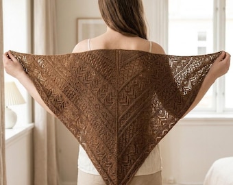 Lace Shawl Knitting Pattern PDF, Vintage Triangle Wrap Pattern, Elegant Floral Lace Shawl, Cottagecore Knit Scarf, Wedding Shawl