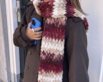 Chunky Loop Yarn Scarf Pattern PDF, Easy No Needle Scarf Pattern, Plush Winter Scarf Tutorial, Beginner Loop Yarn Scarf