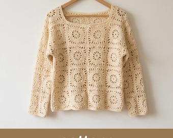 Crochet Circle Motif Pullover Pattern: Vintage Boho Sweater (PDF Pattern)