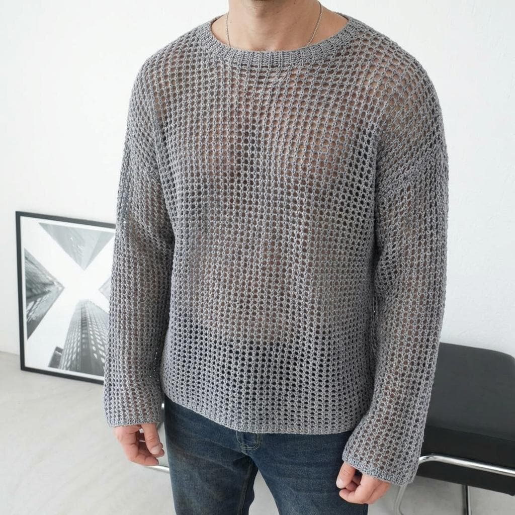 39 Mesh Sweater Crochet Patterns for Airy Layers, Pullovers, and Cardigans 5 Unisex Crochet Mesh Sweater