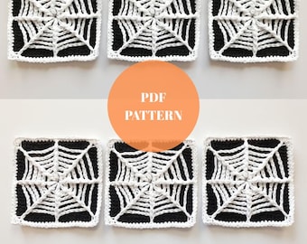 Spiderweb Granny Square Crochet Pattern: Halloween Decor (PDF Download)