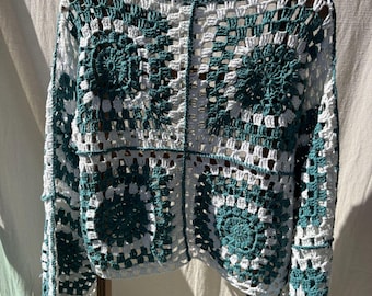 Crochet Granny Square Sweater Pattern PDF, Long Sleeve Boho Top Tutorial, Digital Download