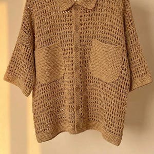 Handmade Cotton Crochet Polo Shirt – Unisex Summer Knit Top Valentine's Day Gift- PDF PATTERN image 3