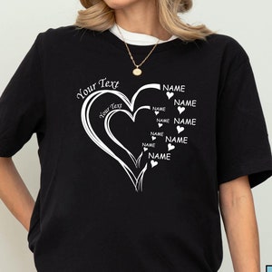 Mother&#39;s Day Personalized T-Shirt Custom Heart T-Shirt, Heart Tee, Custom Grandma Shirt, Mother&#39;s Day T-Shirt Sweater, Family Matching Shirt