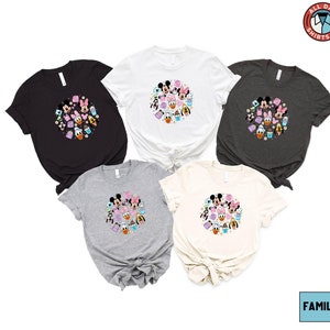 ディズニー全キャラクターシャツ、ファミリーお揃いTシャツ、かわいいディズニー美的Tシャツ、ミッキーフレンズスウェットシャツ、ディズニー漫画キャラクターシャツ