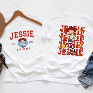 Double Side Print T-Shirt, Toy Story Slinky Jessie Forky Buzz Woody Shirt, Colorful Front Back Character Tee, Pixar Cartoon Birthday Shirt