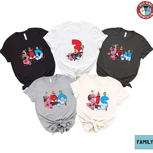 Camiseta con letras familiares de Intensa-Mente, camiseta con el personaje número 3 de Pro Dad, Sis Mom, camiseta de la película Intensa-Mente de Pixar, camiseta con emociones de dibujos animados coloridos