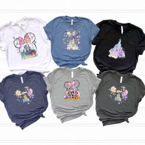 Disney Schloss Shirt, Aquarell Minnie Ohren Schloss T-Shirt, Magic Kingdom Familienreise Shirt, Disneyland passende Urlaub Shirt