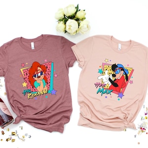 His Roxanne Her Max T-Shirt, Couple Matching Retro Cartoon Tee, Goofy Movie Character Love Shirt, 90s Disney Valentine Top