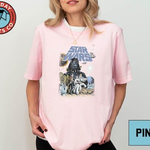 Star Wars Retro Poster Shirt, Darth Vader Luke Leia R2D2 C3PO Chewbacca Tee, Classic Sci-Fi Movie Galaxy Adventure Sweatshirt