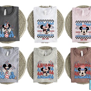 T-shirt patriottische Mickey en Minnie, 4 juli VS vuurwerkshirt, Independence Day Cartoon paar T-shirt, rood wit blauw bijpassend T-shirt
