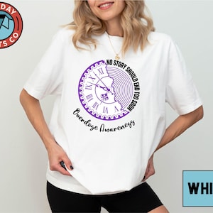 Overdose Awareness T-Shirt, No Story Should End Too Soon Shirt, Purple Ribbon Support Tee, Addiction Recovery Awareness Sweatshirt
