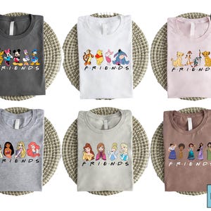 T-shirt Disney Friends, bijpassend groepsshirt stripfiguur, T-shirt Mickey Winnie Simba Princess, sweater familievakantie, shirt vrienden