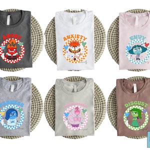 Maglietta con il simbolo della pace di Inside Out, maglietta con rabbia, ansia, invidia, tristezza, imbarazzo, disgusto, maglietta con le emozioni di paura, noia, gioia Pixar