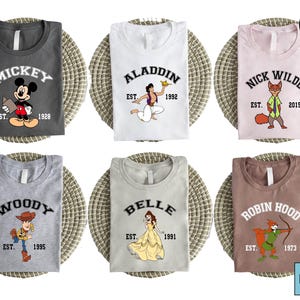 Camiseta de todos los personajes de Disney, camiseta de dibujos animados de Mickey Disney, camiseta clásica de Magic Kingdom, sudadera retro de Disneyland