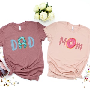 Donut Mom And Dad Shirt, Matching Donut Family T-Shirt, Funny Parent Birthday Shirt, Donut Theme Party Sweatshirt, Cute Mom And Dad Gift