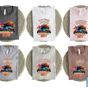 Monster Truck Birthday Boy T-Shirt, Family Matching Birthday Tee, Off Road Racing Shirt For Dad Mom Sister Brother