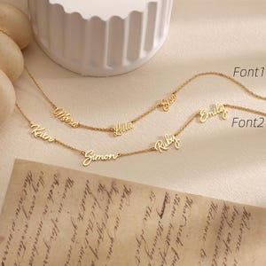 Collar personalizado con varios nombres, collar con apellidos, joyería con nombre personalizado, regalo de cumpleaños, regalo para abuela, regalo para mamá, regalo para ella