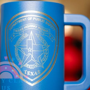 Texas Highway Patrol Engraved Tumbler, Custom State Trooper Gift, Police Travel Mug, Thin Blue Line Texas Highway Patrol Tumbler