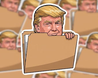 Trump In The Files Vinyl Sticker, Political Meme