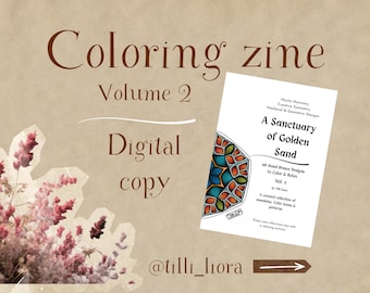 Un santuario de arena dorada: un fanzine para colorear, nudos celtas para colorear, mandalas conscientes, diseños de patrones para colorear, folleto A5.