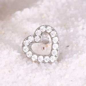 18G/16G Titanium Heart Stud Earring • Tragus Earring • Helix • Cartilage • Internally threaded • Flat Back Earring • Gift for Her