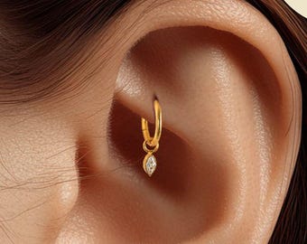 18G/16G Titanium Dangle Huggie Hoop • Rook Piercing • Helix Hoop Earring • Tragus Hoop • Cartilage Piercing • Nose Ring • Gift for Her