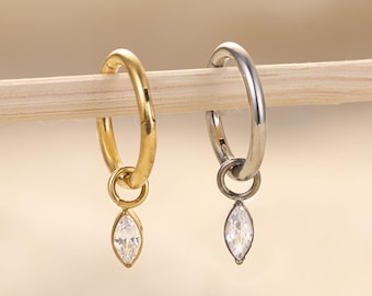 18G/16G Titanium Dangle Huggie Hoop • Rook Piercing • Helix Hoop Earring • Tragus Hoop • Cartilage Piercing • Nose Ring • Gift for Her