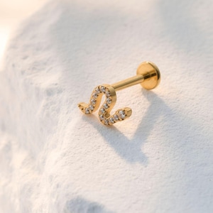 18G/16G Titanium Snake Stud Earring • Tragus Earring • Helix • Cartilage • Internally threaded • Flat Back Earring • Gift for Her