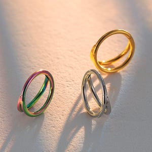 18G 16G Surgical Steel Double Hoop • Nose Ring • Septum Ring • Hinged Hoop • Tragus Hoop • Cartilage Piercing • Daith Hoop • Gift for Her