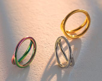 18G 16G Surgical Steel Double Hoop • Nose Ring • Septum Ring • Hinged Hoop • Tragus Hoop • Cartilage Piercing • Daith Hoop • Gift for Her