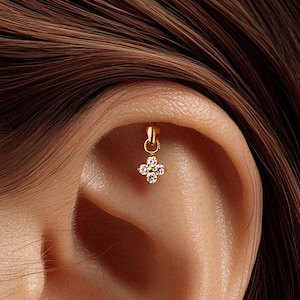 18G/16G Titanium Vertical Helix Earring • Dangle Stud Earring • Tragus Earring • Cartilage • Internally threaded • Flat Back Earring