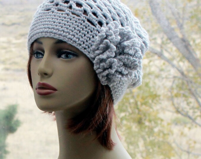 Womens Hat Crochet Flower Beanie Hat Chemo Hat All Seasons Etsy