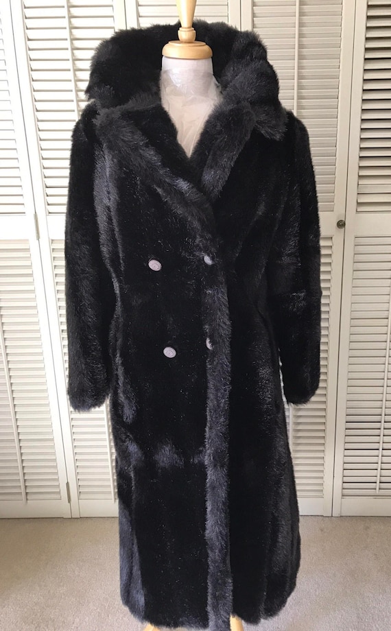 Vintage Coat Women's Black/Dark Brown Faux Mink W