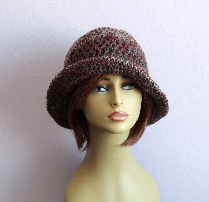 Crochet Fedora Hat Wool Hat Wide Brim Hat Stiff Brim Women - Etsy