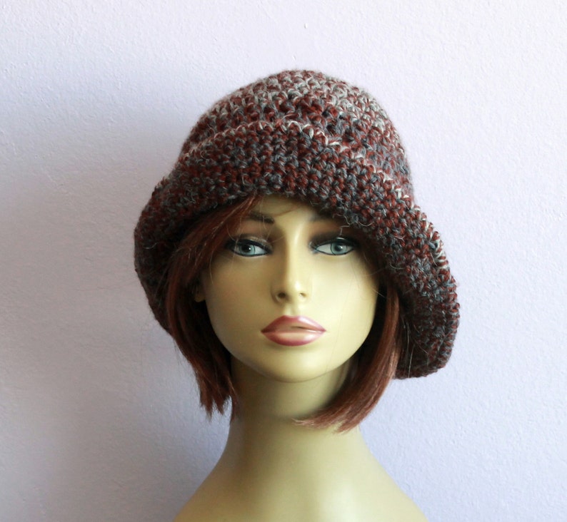 Crochet Fedora Hat Wool Hat Wide Brim Hat Stiff Brim Women Etsy