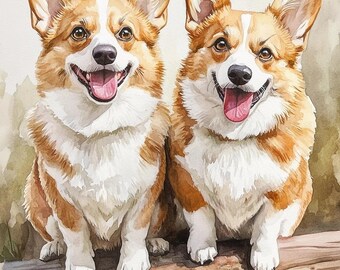 Custom Pet Portrait Print • Watercolor Dog Painting Hand Painted from Photo • Pet memorial gift • Pet loss gift