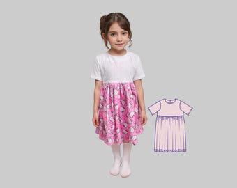 Girls Dress PDF Sewing Pattern: Easy Beginner DIY, Size 2-6 yrs