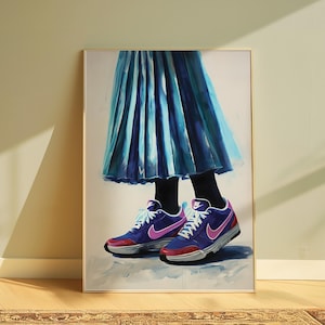 Nike Wall Art - Blue Sneaker Head Gift, Nike Fashion Poster for Sneaker Addicts, Digital Download Artwork for Home Decor