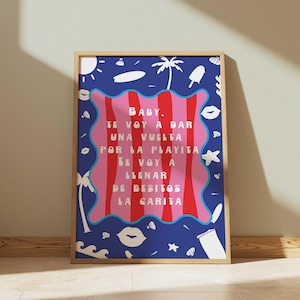 Bad Bunny Lyrics Poster, Summer Wall Art, Beach Funny Print, Music