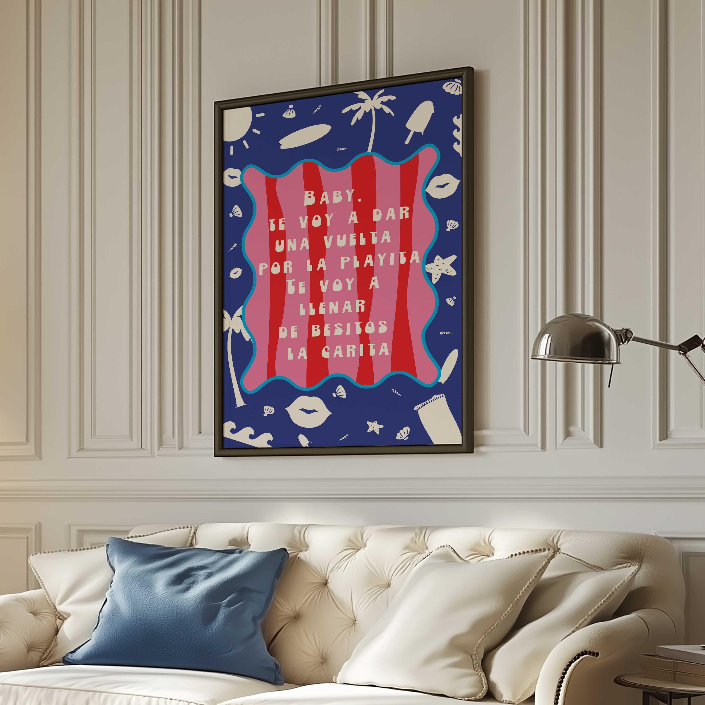 Bad Bunny Lyrics Poster, Summer Wall Art, Beach Funny Print, Music